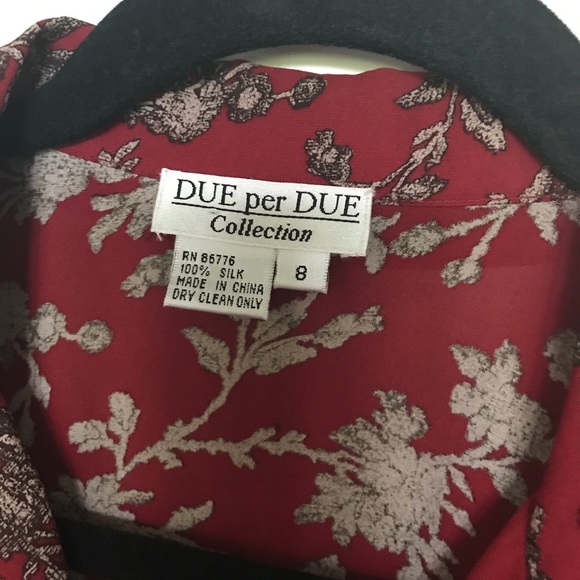 Due Per Due Silk Blouse Collection SZ 8 - Picture 5 of 5